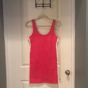 Pink and white bodycon dress